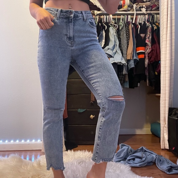 Straight leg distressed skinny jeans high waisted - Picture 2 of 3